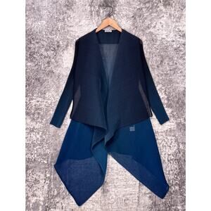 Alquema Collare Coat OS One Size Womens Chiffon Hand Made Blue Ombre